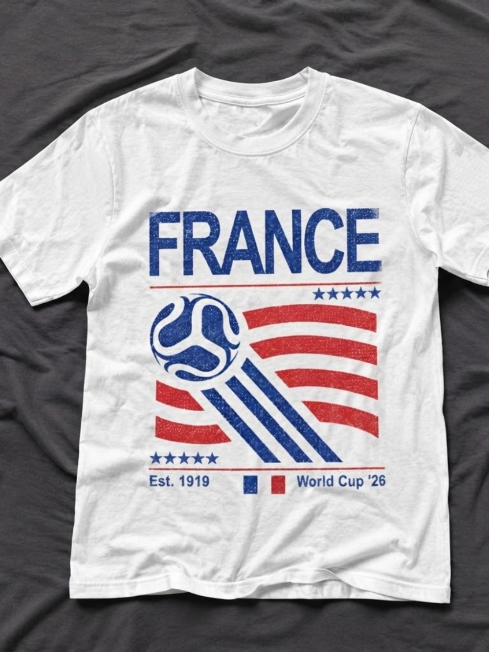 Vintage France Soccer World T-SHIRT WHITE OFF Size L
